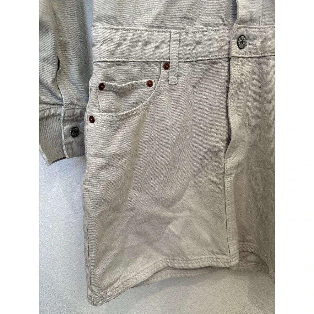 Abercrombie‎ & Fitch Denim Shirt Dress Light Grey Small NWT - Picture 3 of 7